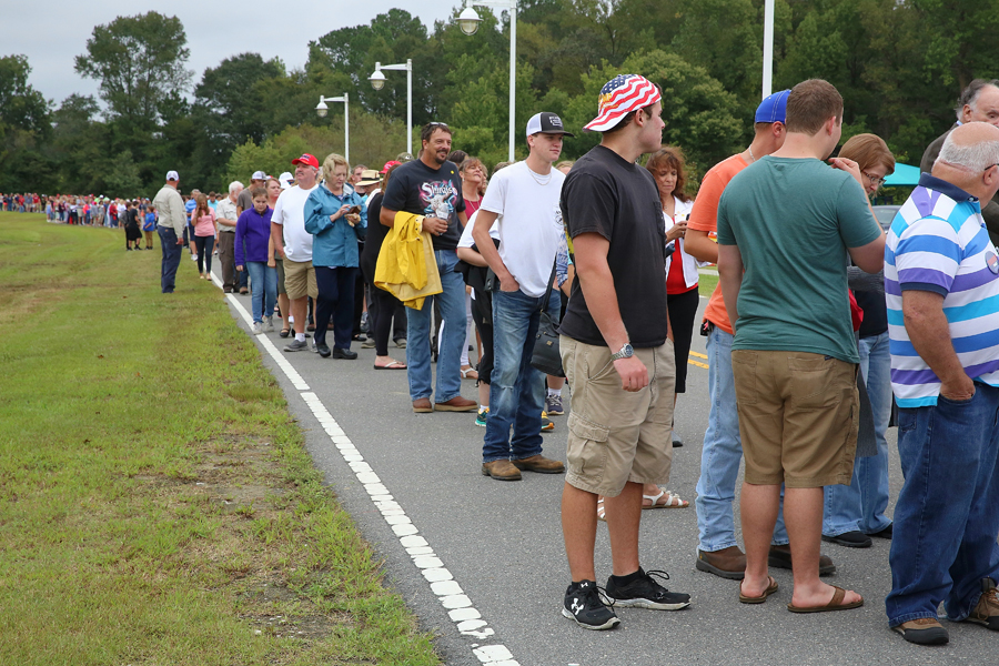Crowds lined up more than three hours before Donald Trump's appearance Tuesday in Kenansville. (CJ photo by Don Carrington)