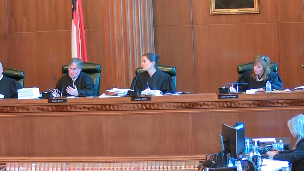 Jimmy Ervin, Anita Earls, and Tamara Barringer on Supreme Court bench