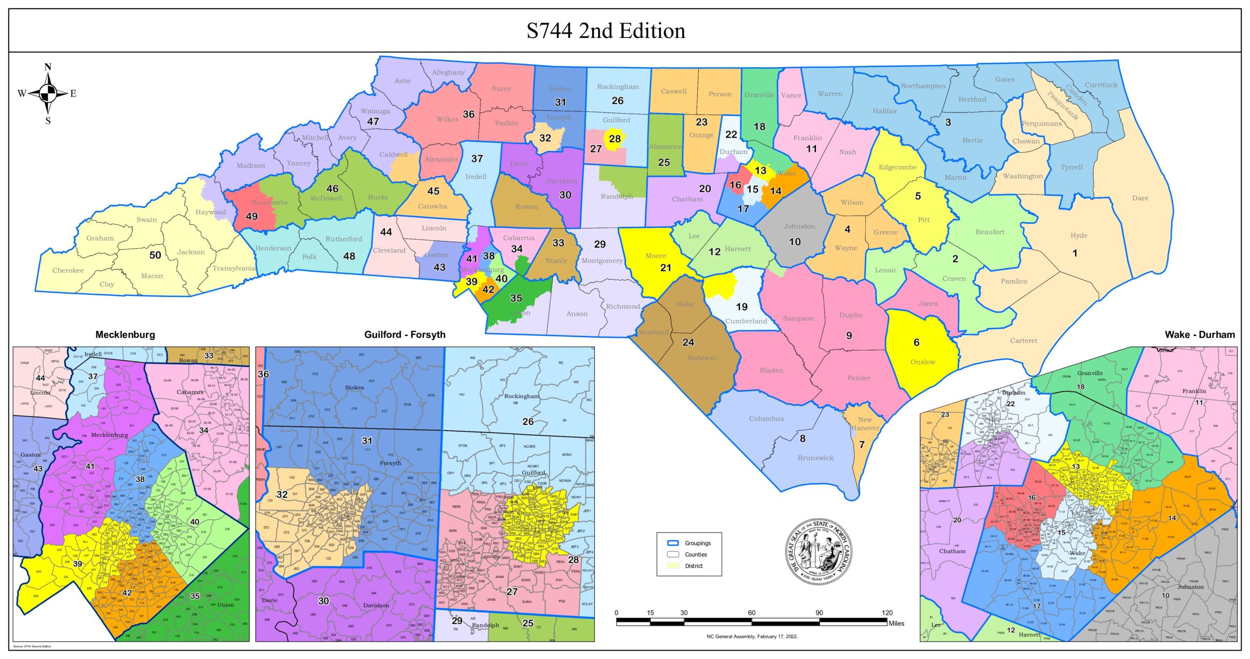 Remedial N.C. Senate Map passed February 17., 2022. from ncleg.gov