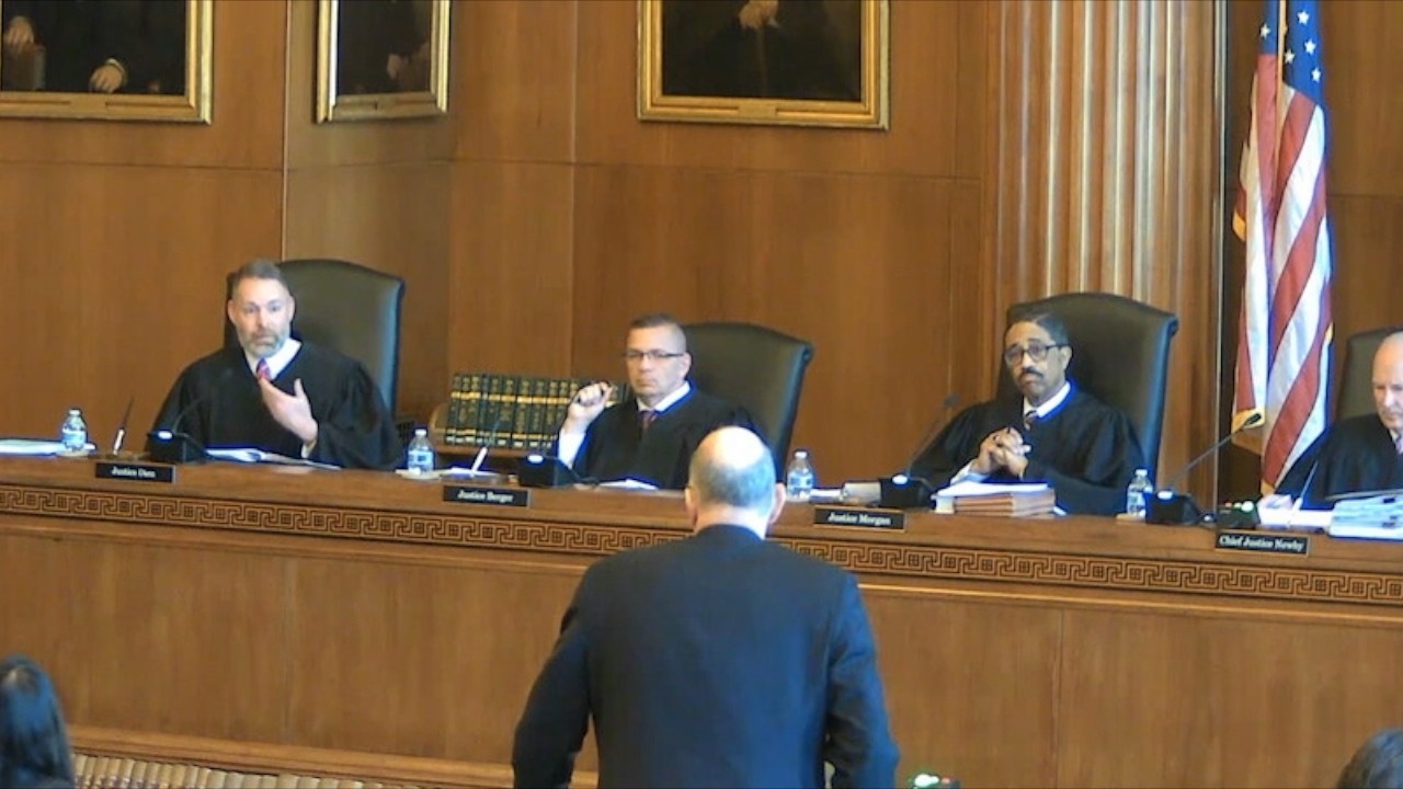 Richard Dietz, Phil Berger Jr., and Michael Morgan at N.C. Supreme Court