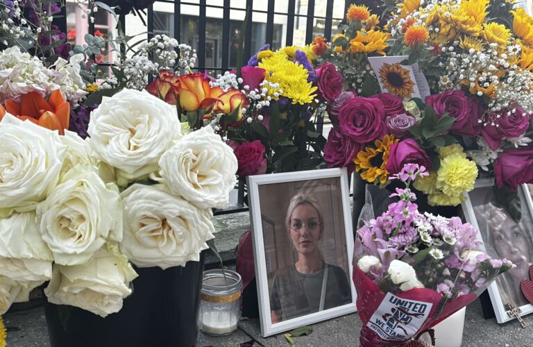 Memorial for Iryna Zarutska at the Charlotte lightrail stop where she was murdered. Source: Carolina Journal