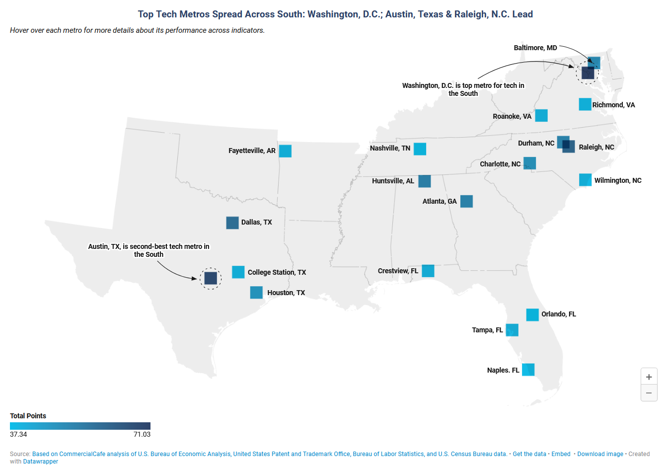 4 NC cities in top 20 Southern tech hubs, Raleigh No. 3