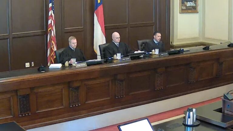 Judges Michael Stading, Jeff Carpenter, and Chris Freeman at the North Carolina Court of Appeals