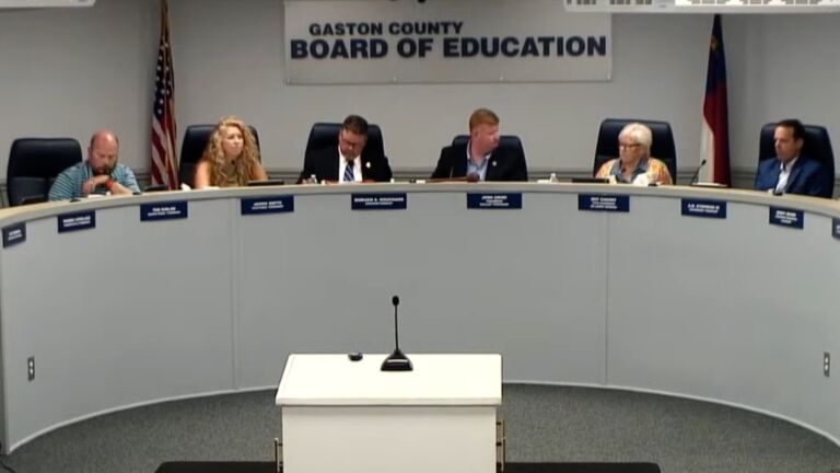 Gaston County Board of Education members meet in their chamber