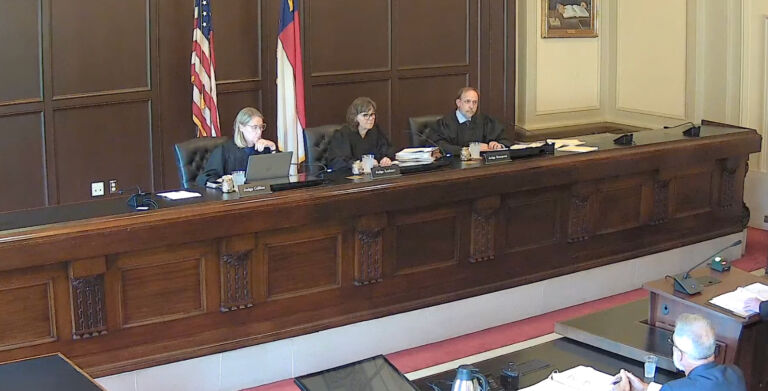 Judges Allegra Collins, Valerie Zachary, and Toby Hampson at the North Carolina Court of Appeals