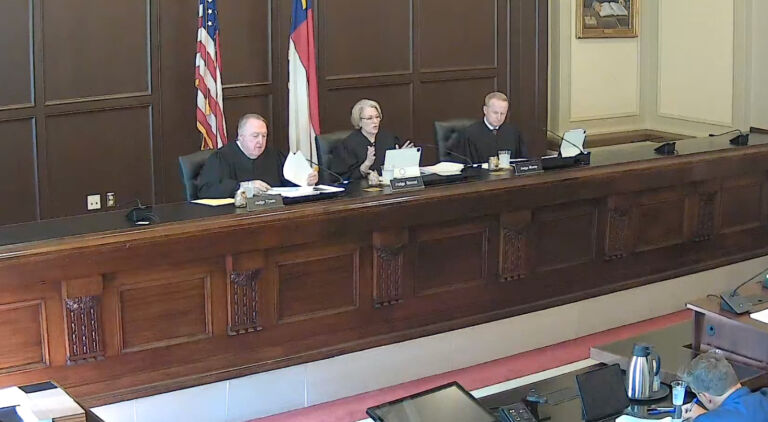 Judges John Tyson, Donna Stroud, and Tom Murry at the North Carolina Court of Appeals